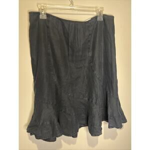 Old Navy 100 % Linen Black Fit & Flair Skirt Flirty Natural Fibers Size 10